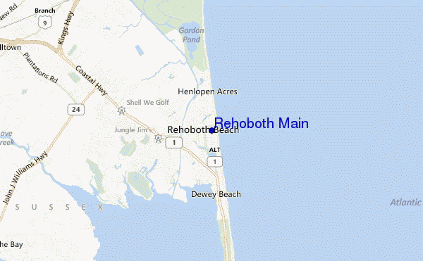 mapa de localização de Rehoboth Main
