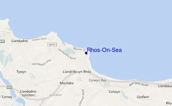 mapa de localização de Rhos-On-Sea