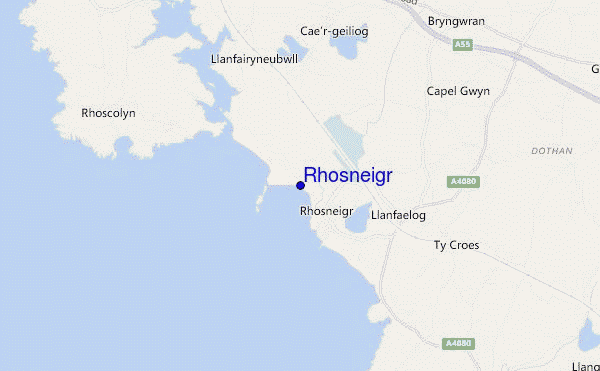 mapa de localização de Rhosneigr