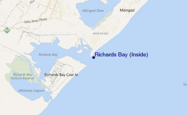 mapa de localização de Richards Bay (Inside)
