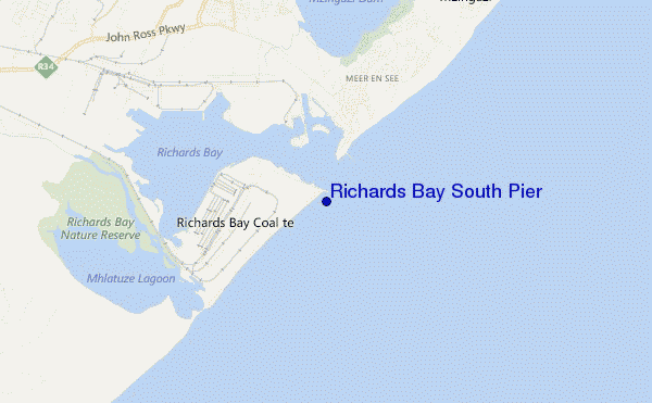 mapa de localização de Richards Bay South Pier