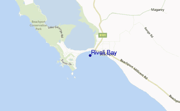 mapa de localização de Rivoli Bay