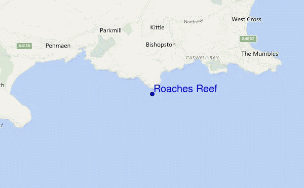 mapa de localização de Roaches Reef