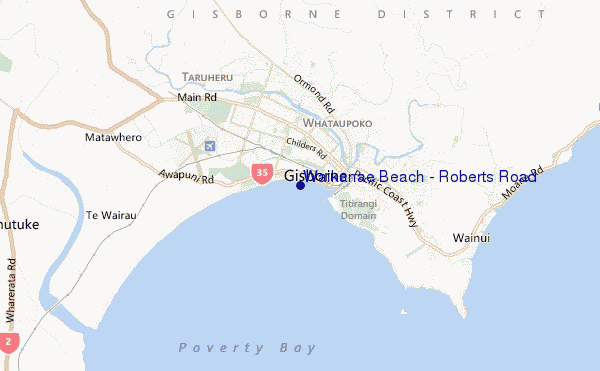 mapa de localização de Waikanae Beach - Roberts Road