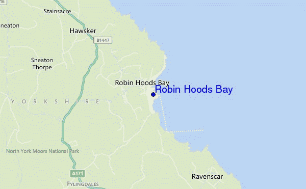 mapa de localização de Robin Hoods Bay