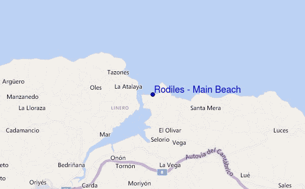 mapa de localização de Rodiles - Main Beach