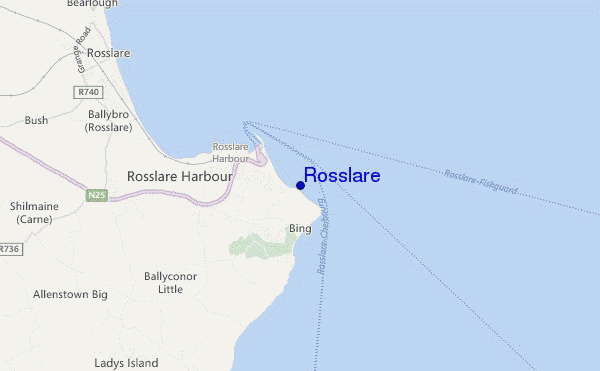mapa de localização de Rosslare