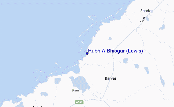 mapa de localização de Rubh A Bhiogar (Lewis)