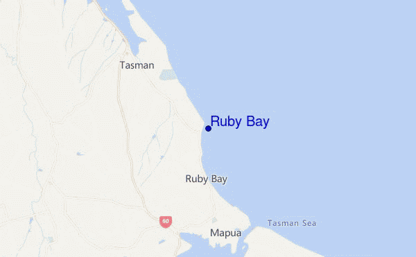 mapa de localização de Ruby Bay