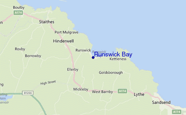 mapa de localização de Runswick Bay