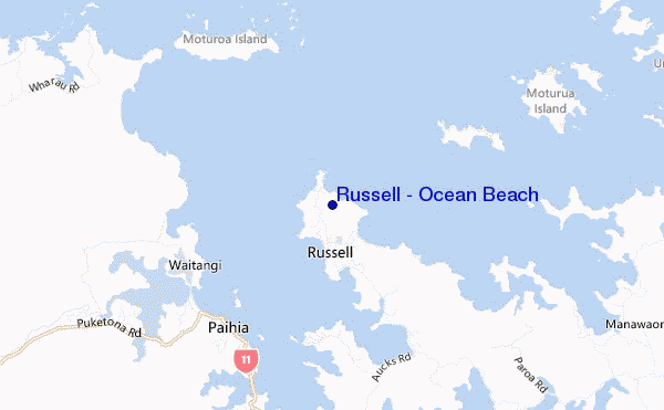 mapa de localização de Russell - Ocean Beach