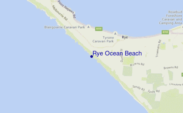 mapa de localização de Rye Ocean Beach