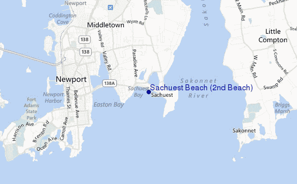 mapa de localização de Sachuest Beach (2nd Beach)