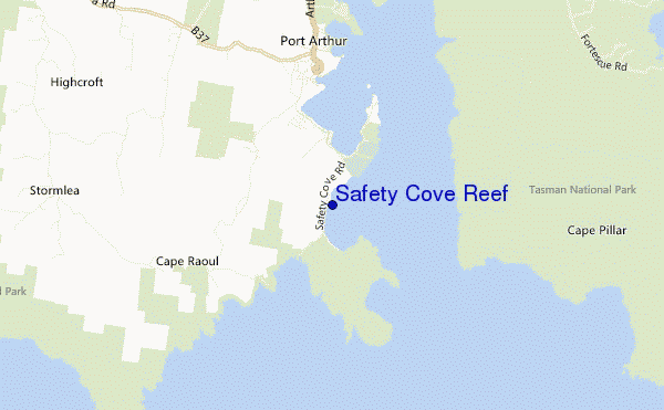mapa de localização de Safety Cove Reef