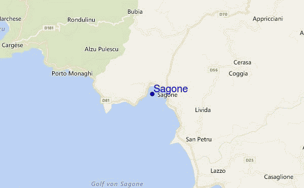 mapa de localização de Sagone