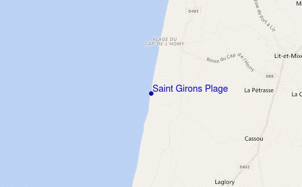 mapa de localização de Saint Girons Plage