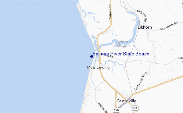 mapa de localização de Salinas River State Beach