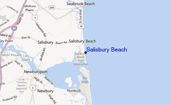 mapa de localização de Salisbury Beach