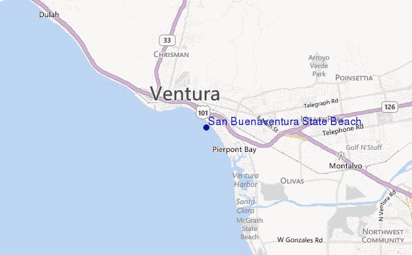 mapa de localização de San Buenaventura State Beach