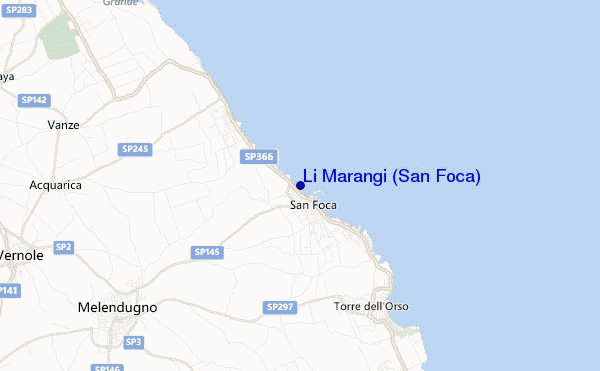 mapa de localização de Li Marangi (San Foca)