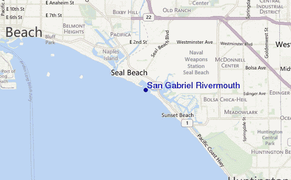mapa de localização de San Gabriel Rivermouth