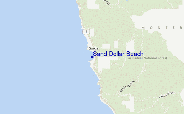 mapa de localização de Sand Dollar Beach