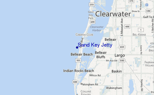 mapa de localização de Sand Key Jetty