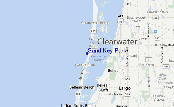 mapa de localização de Sand Key Park
