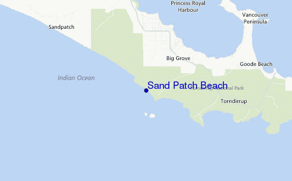 mapa de localização de Sand Patch Beach