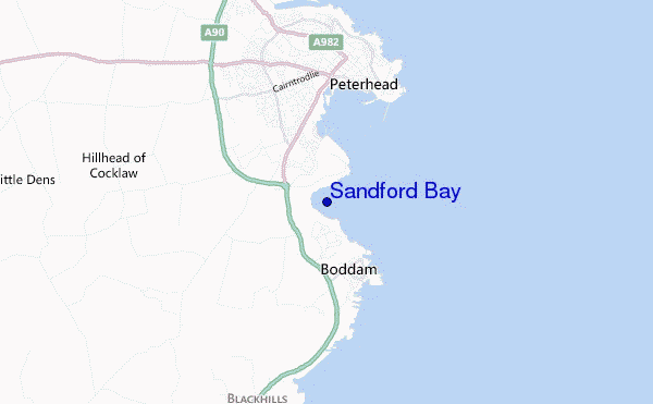 mapa de localização de Sandford Bay