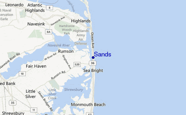 mapa de localização de Sands