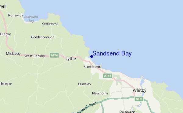 mapa de localização de Sandsend Bay