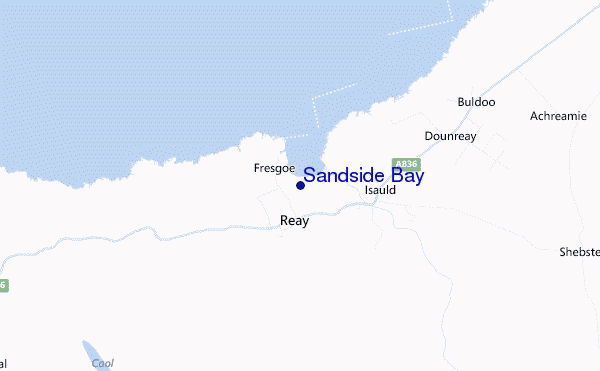 mapa de localização de Sandside Bay