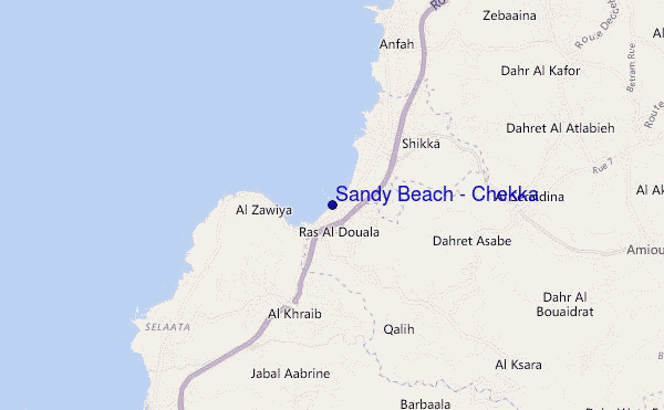 mapa de localização de Sandy Beach - Chekka