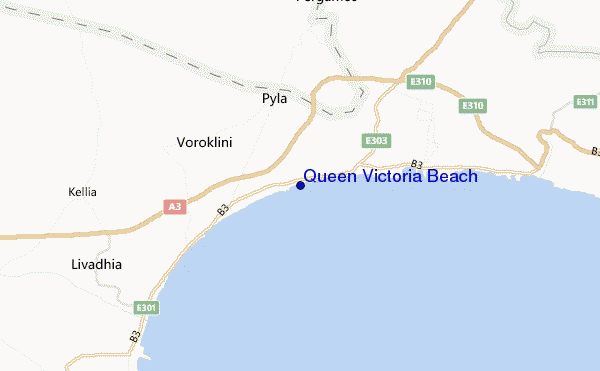 mapa de localização de Queen Victoria Beach