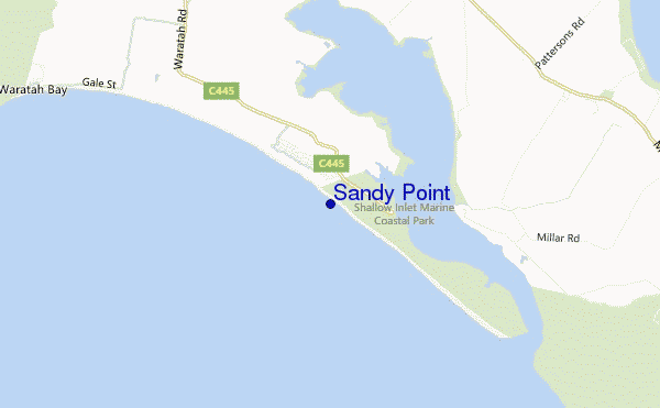 mapa de localização de Sandy Point