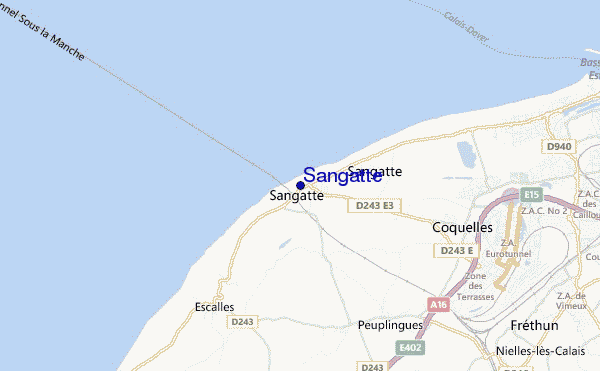 mapa de localização de Sangatte