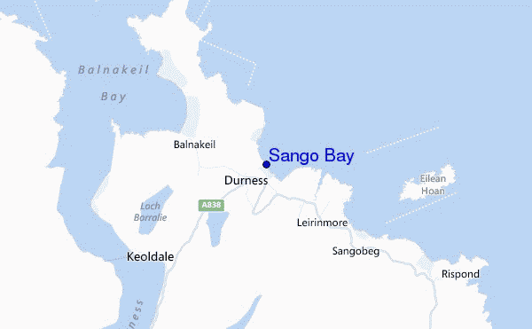 mapa de localização de Sango Bay