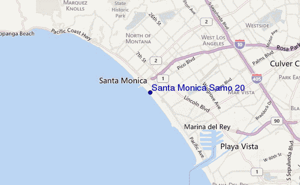 mapa de localização de Santa Monica Samo 20