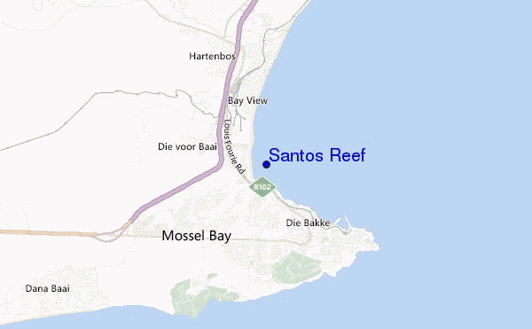 mapa de localização de Santos Reef