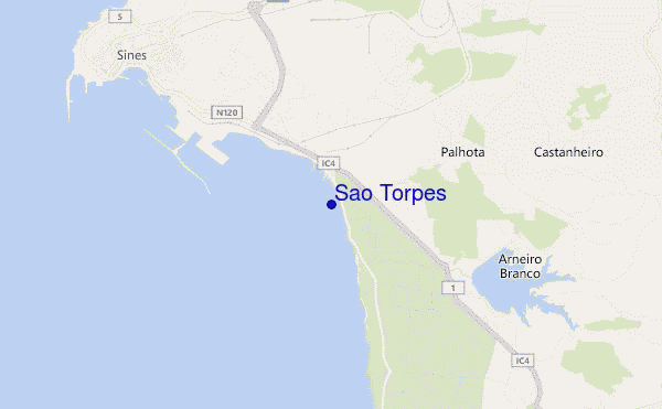 mapa de localização de Sao Torpes