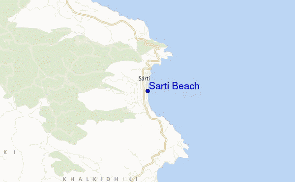 mapa de localização de Sarti Beach