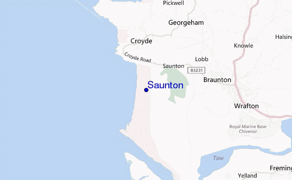 mapa de localização de Saunton