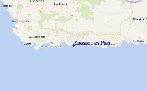 mapa de localização de Sausset les Pins