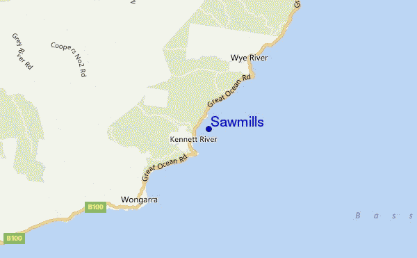 mapa de localização de Sawmills