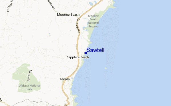 mapa de localização de Sawtell