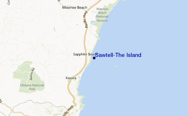 mapa de localização de Sawtell-The Island