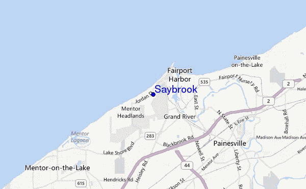 mapa de localização de Saybrook