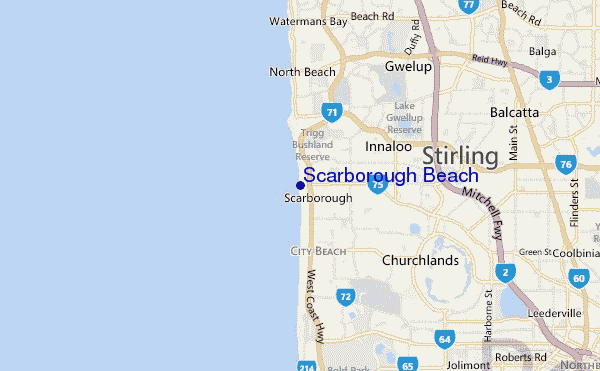 mapa de localização de Scarborough Beach