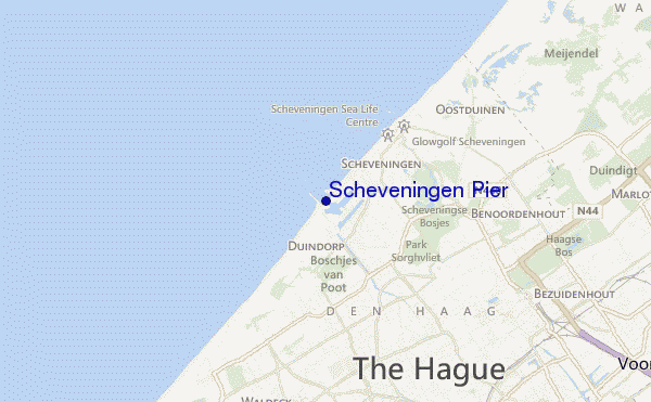 mapa de localização de Scheveningen Pier